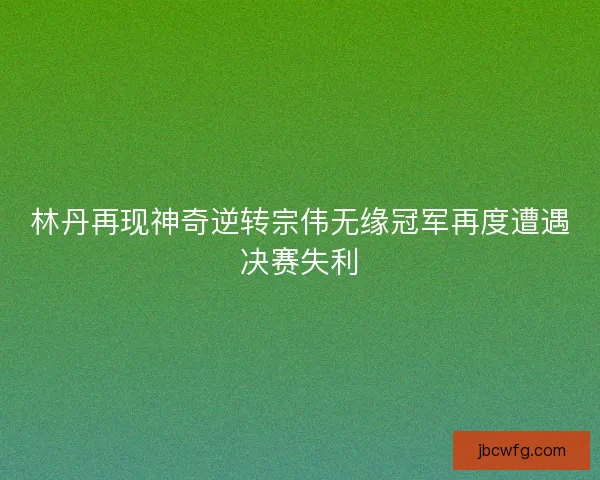 林丹再现神奇逆转宗伟无缘冠军再度遭遇决赛失利