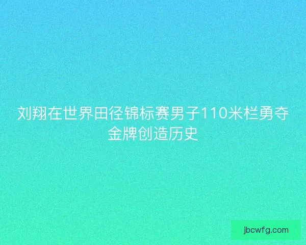 刘翔在世界田径锦标赛男子110米栏勇夺金牌创造历史